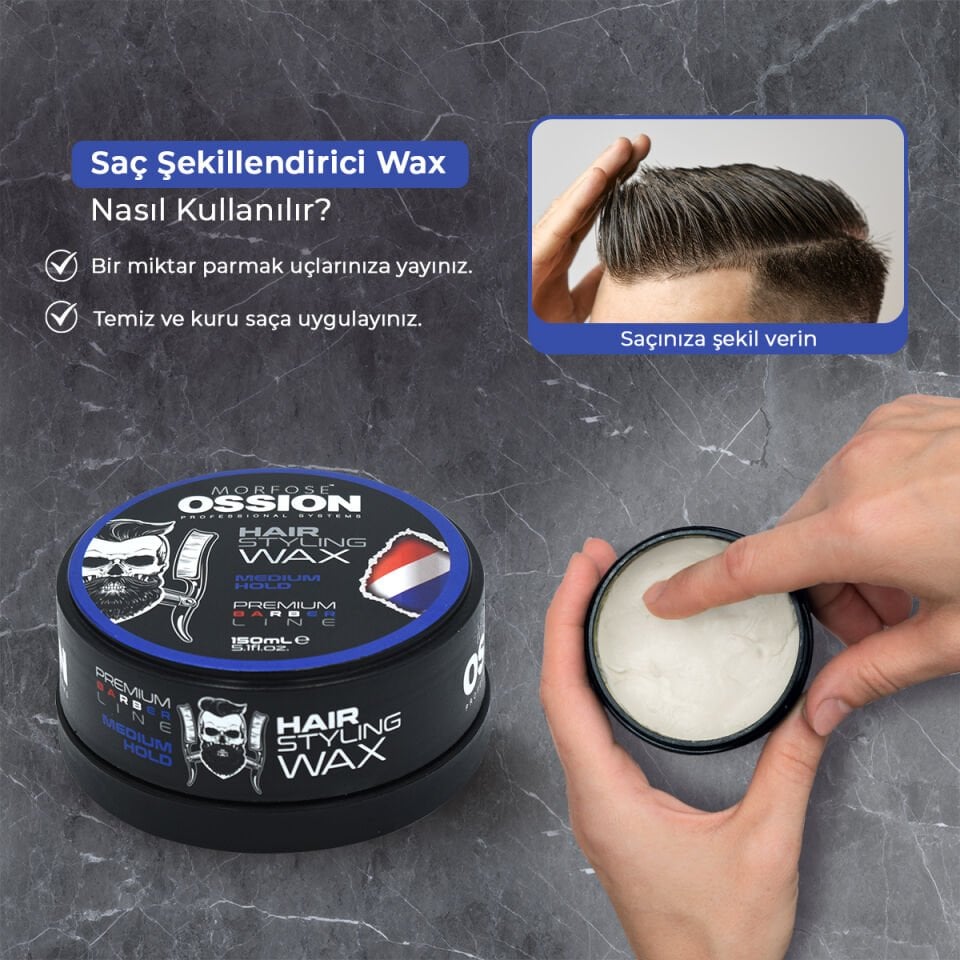 OSSION PREMIUM BARBER LINE WAX JEL MEDIUM HOLD 150ML